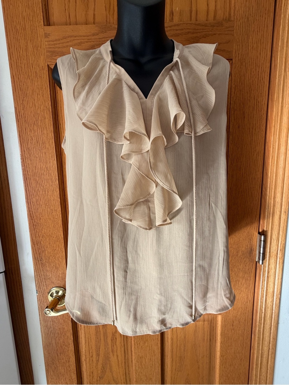 Tommy Hilfiger Beige Ruffle V-Neck Sleeveless Camisole